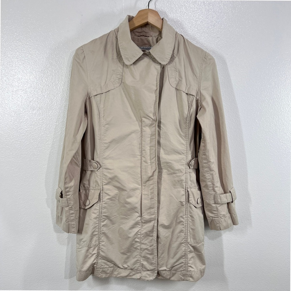 Columbia Omni-Shield Women's Jacket Beige Lightweight Rain Coat Hooded Medium